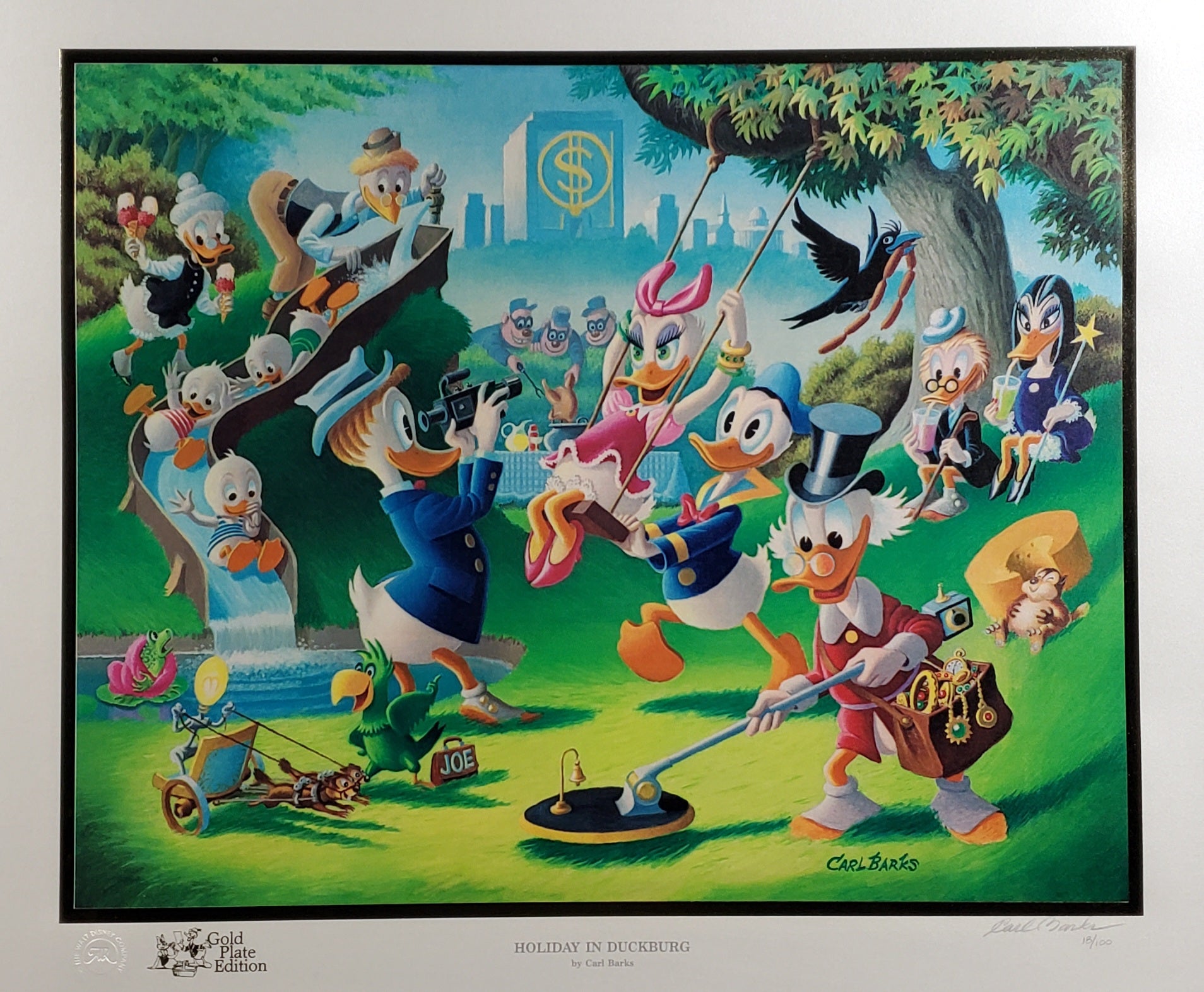 Donald Duck and Uncle Scrooge Holiday In Duckburg Carl Barks Signed Gold Plate Edition